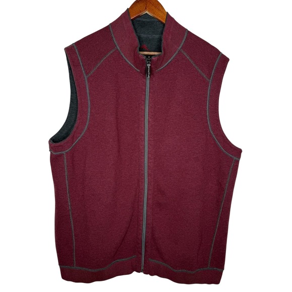 Tommy Bahama Flip Side Vest Mens Sleeveless Full Zip Burgundy Gray Sz 3X - Picture 1 of 7